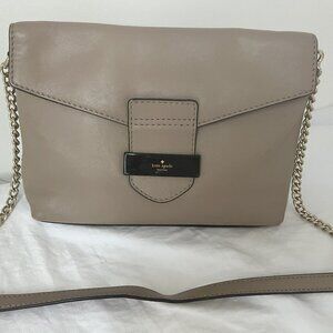 Kate Spade grey beige leather purse with black gold detail